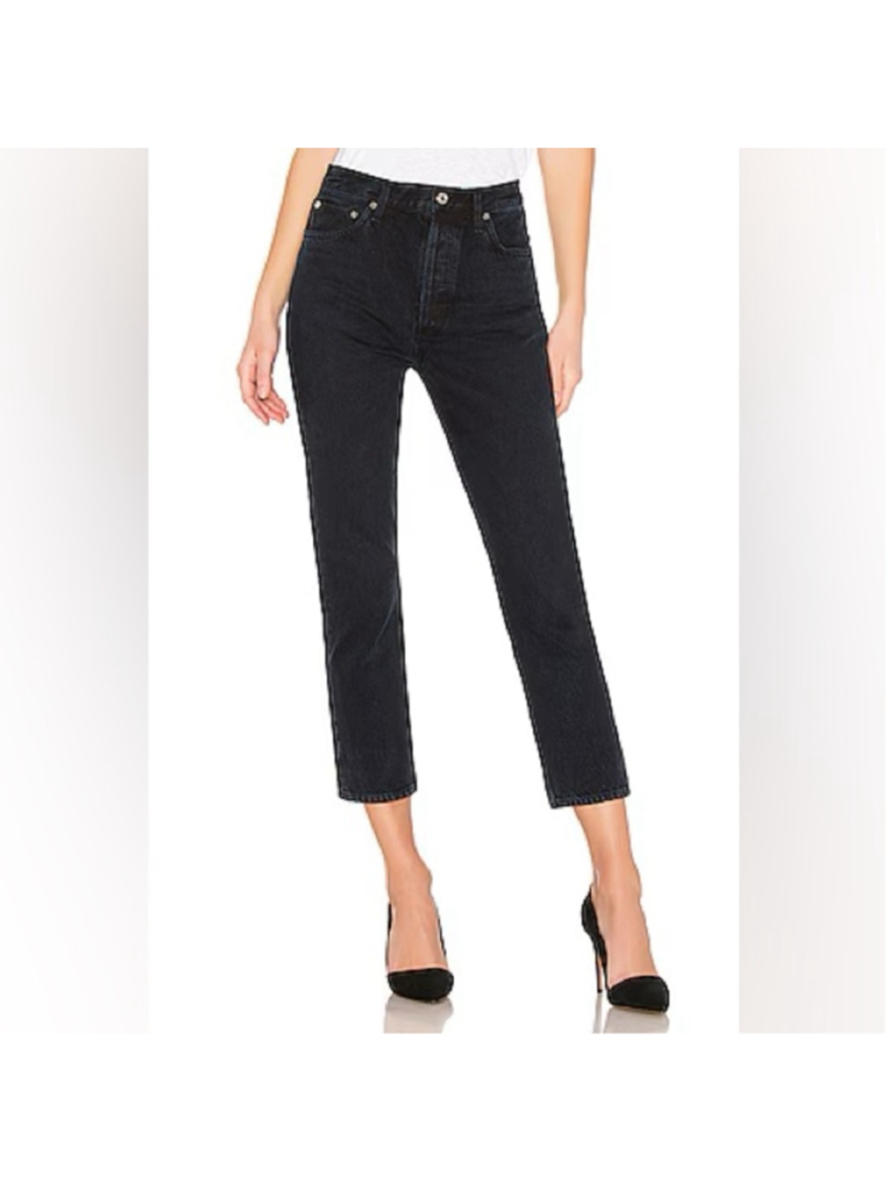 Agolde Women’s Riley High Rise Straight Crop Ankle in Dark Blue Casual Size US30